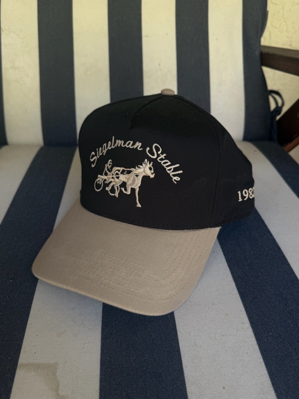 Siegelman Stable Two-Tone Black and Beige Baseball Cap